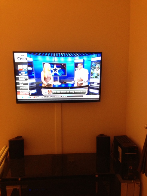 TV mounted on wall